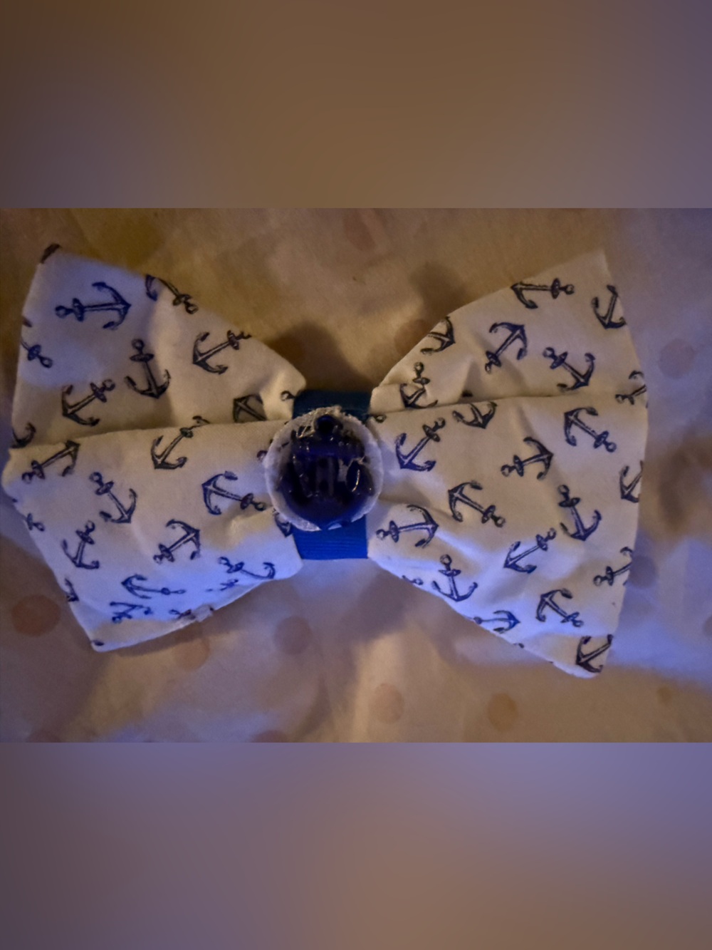 Blue white anchor rockabilly handmade hairbow sailor 1 of a kind diy NWT PADDED